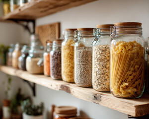 Modern Pantry with Glass Containers for Zero Waste
