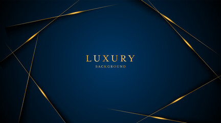 Blue background with elegant golden lines, use for template or cover. Elegant premium blue background. vector illustration	