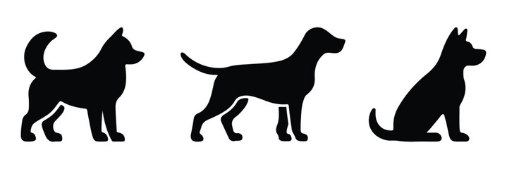 Dog vector silhouette isolated on a white background.