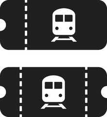 Train ticket, solid black railway pass symbol vector design