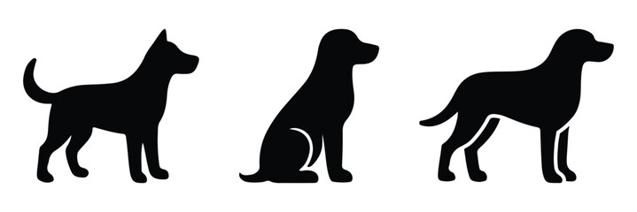 Dog silhouette flat vector illustration. Silhouette of dog. Dog vector silhouette on white background.