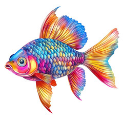 Fototapeta premium Vibrant rainbow colored fish art a colorful aquatic creature with large fins swimming in water