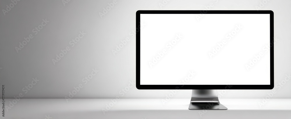 Wall mural the modern computer monitor with a blank screen in a minimalist setting.