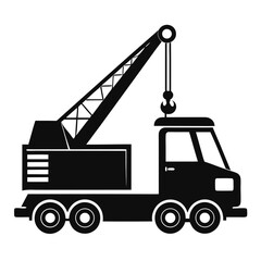 Naklejka premium Silhouette of a Crane Truck Construction Vehicle Black and White Design Ideal for Industrial Projects and Engineering Visualizations
