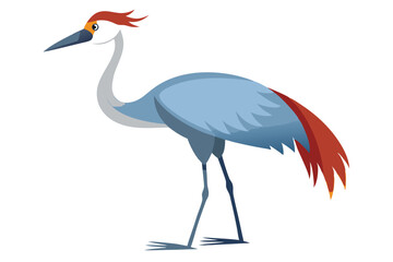 Graceful Bird Illustration A Symphony of Colors and Serenity of a Blue Crane Style Bird Standing