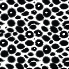 Wild leopard skin texture with black and white spotted animal fur pattern for fashion and wildlife design