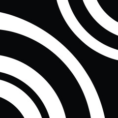 Modern abstract illustration of curved white lines overlapping against a black background