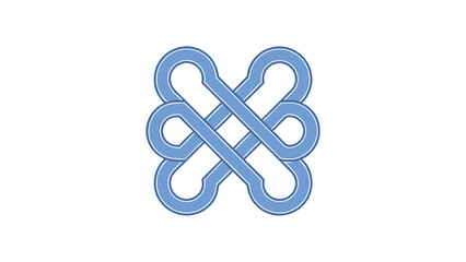 Modern blue knot symbol design with transparency for versatile design applications