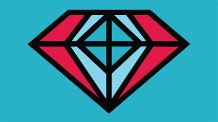 Modern geometric diamond icon in red blue and black vector illustration with transparency