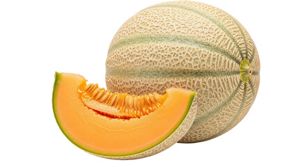 Isolated Cantaloupe Melon with Slice