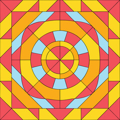 Vibrant abstract geometric design with colorful blocks and black outline for decorative use
