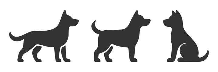 Dog silhouette set, dog silhouettes showcasing diverse breeds and movements, set of dog silhouette vector, black dog silhouette