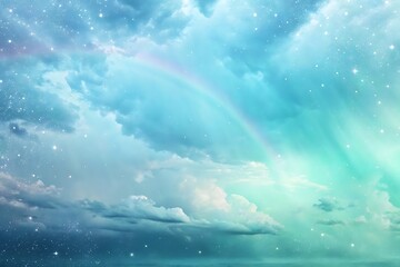 Celestial Dreamscape A Rainbow Arcing Across a Starry Sky