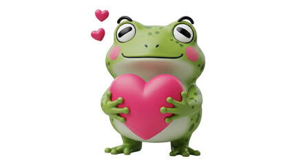 Isolated Cartoon Frog with Heart