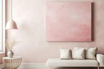 Mock up poster frame on concrete wall in modern interior. 3D render
