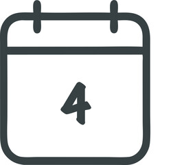 Hand-Drawn Calendar Icon with Number 4 Displayed for Appointment Scheduling and Date Reminder Purposes