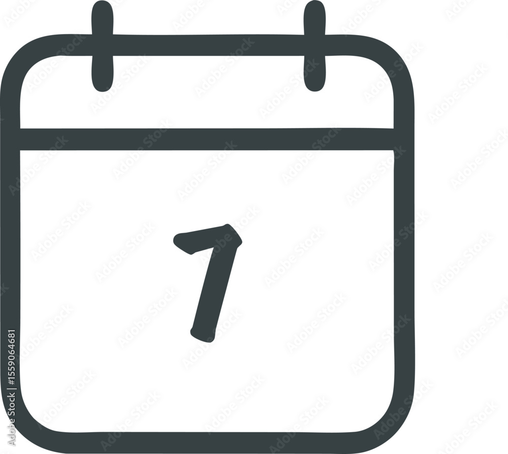 Aufkleber minimalist vector calendar icon with the number seven, symbolizing scheduling and time management in