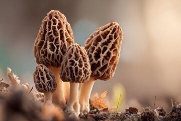Hidden delicacies: captivating beauty of false morel mushrooms blooming in springtime, showcasing nature's wonders through stunning photography