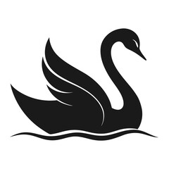 Elegant Black Swan Silhouette Graceful Waterbird Illustration