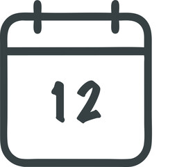 Simple Calendar Icon with the Number Twelve Displayed, Representing a Day or Event in a Minimalist Style Graphic Design