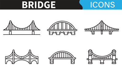 Minimalist Bridge Design Icons for Architecture and Urban Projects