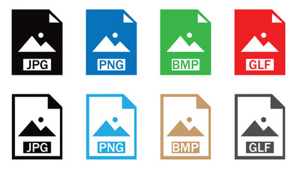 Image File Format Icon Set – JPG, PNG, SVG, PSD, AI, PDF, EPS Symbols for Web and App UI