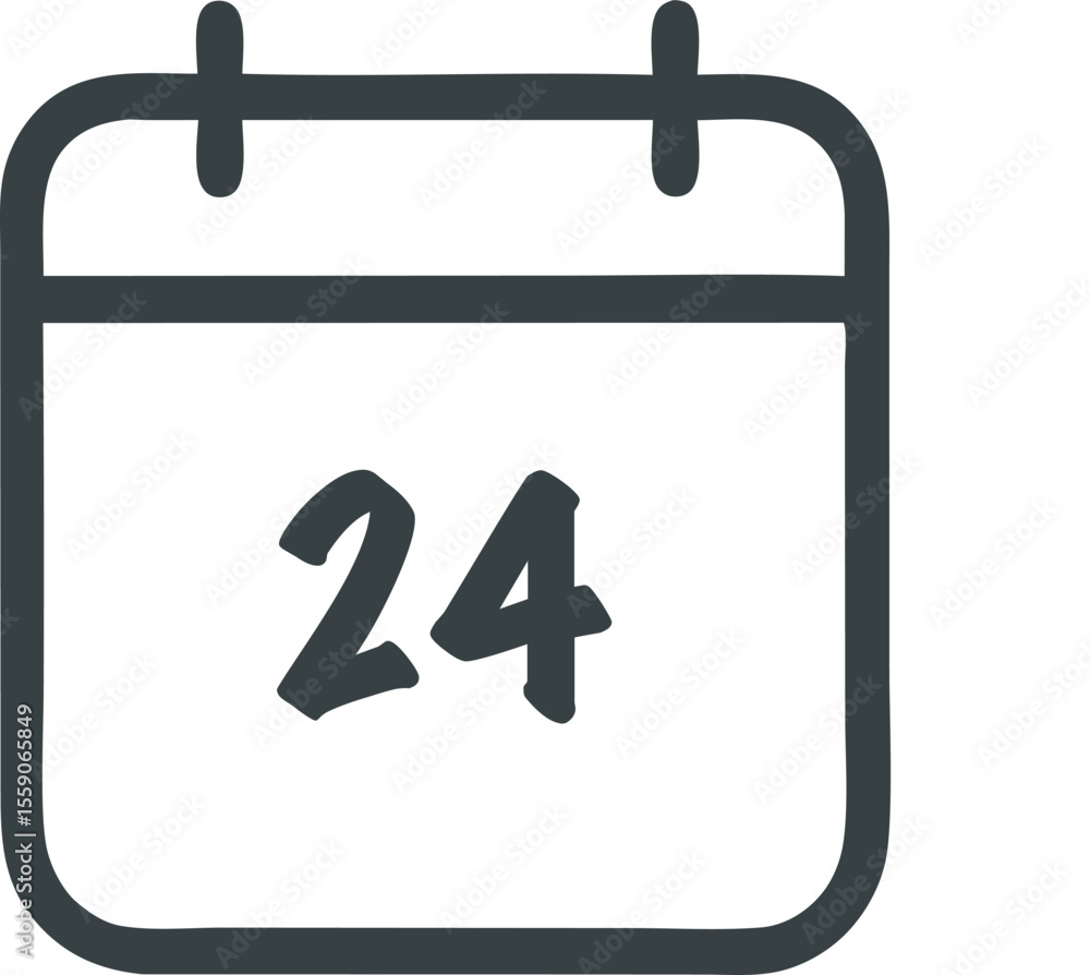 Poster calendar icon vector illustration with the number twenty-four, minimal style, simple graphic organiz