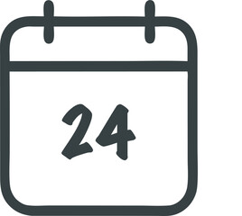 Calendar icon vector illustration with the number twenty-four, minimal style, simple graphic organizer for scheduling and reminders