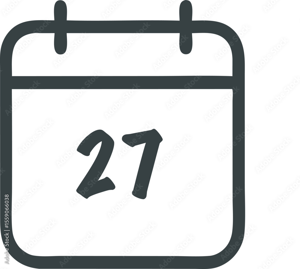 Poster calendar icon with the number twenty-seven, featuring a simple and clean design, perfect for reminde