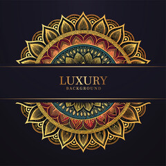 Luxury mandala background with floral ornament pattern. Hand drawn gold mandala design. Vector mandala template for decoration invitation, cards, wedding, logos, cover, brochure, flyer, banner.