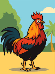 cartoon rooster   vector
