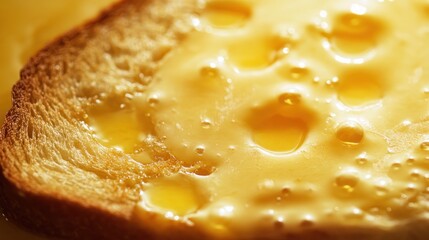 Honey-drizzled bread slice close-up