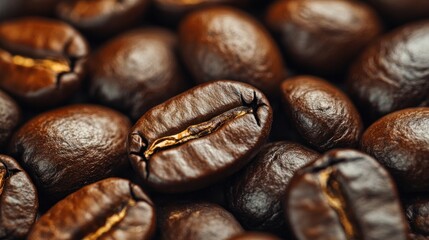 Close-up of roasted coffee beans