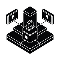 Cybersecurity concept silhouette illustration