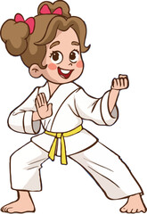 Cartoon of kids doing karate 