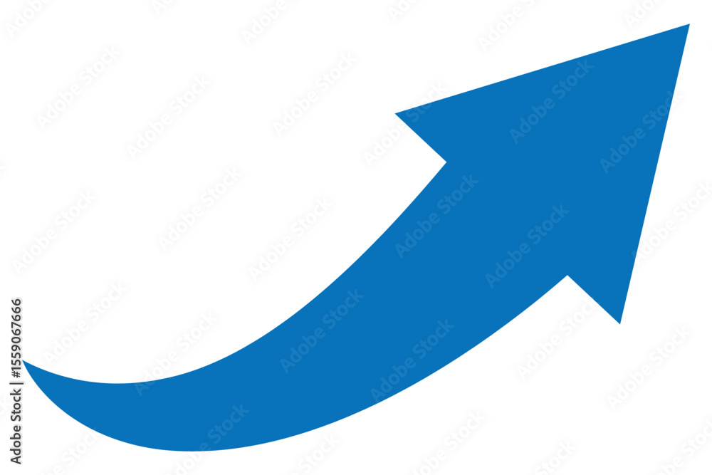 Poster blue curve direction arrow vector. long blue curve arrow icon vector. blue curve arrow icon. long ar