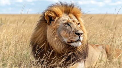 Majestic lion in savanna
