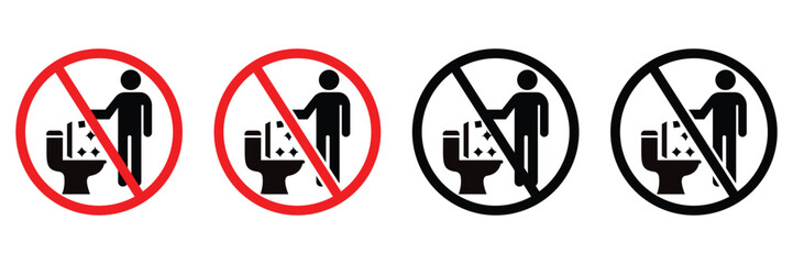 Do Not Throw Trash in Toilet Icon – Public Hygiene and Waste Disposal Warning Sign