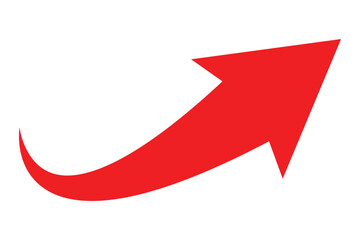 Red curve arrow direction symbol. Curved red arrow pointing to the up side direction, Arrow symbol vector illustration. EPS 10