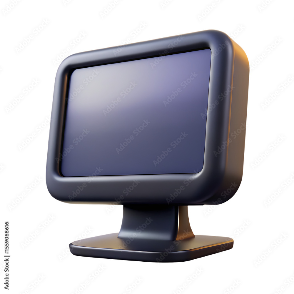 Fototapete Rounded dark blue screen monitor with stand computer display