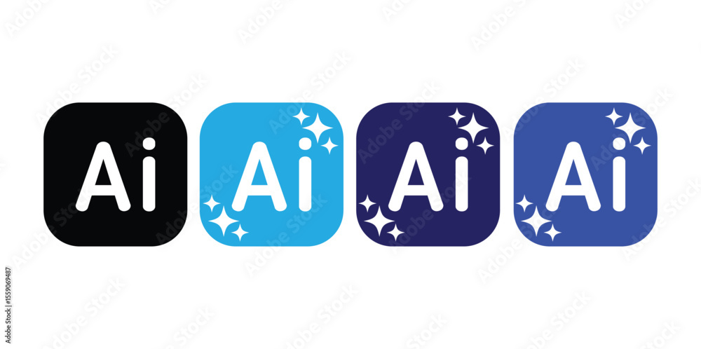 Poster set of editable vector letters aigenerated symbol design illustration isolated on transparent backgr