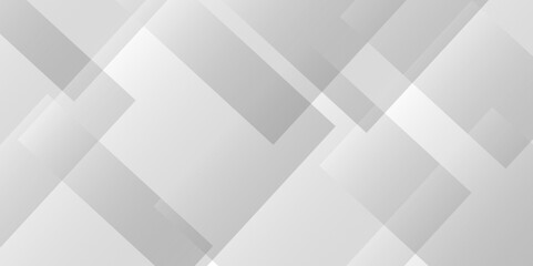 Abstract white and gray overlap triangle geometric technology pattern. minimal rectangle randomly arranged white lines transparent web square background layers. overlapping presentation design.	