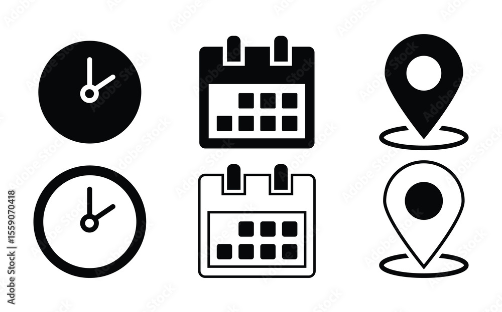 Aufkleber calendar with time icon set. date schedule with clock sign symbol,calendar with clock icon set. date