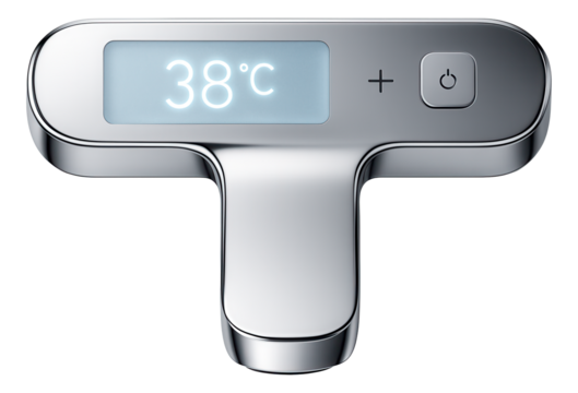 Bathtub faucet with a digital display for precise temperature settings, ideal for a tech-savvy modern home.