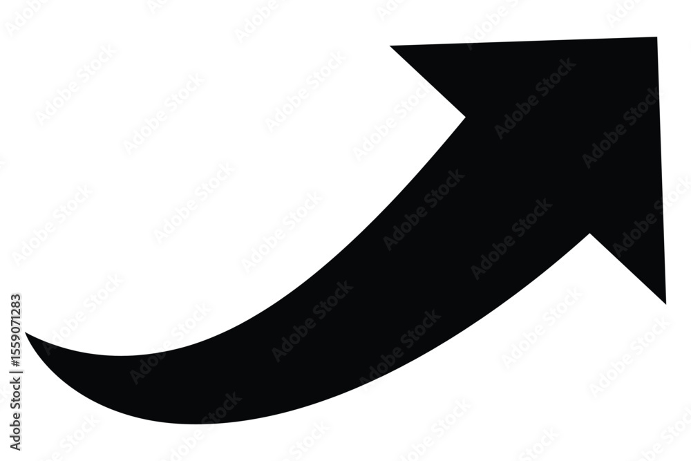 Poster black arrow icon vector. bold arrow symbol, curved flat design arrow icon isolated on white backgrou