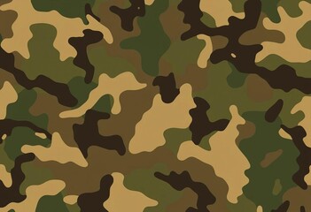 Naklejka premium Abstract army camouflage pattern, digitally rendered in muted greens, browns, and tans, fabric, soldier