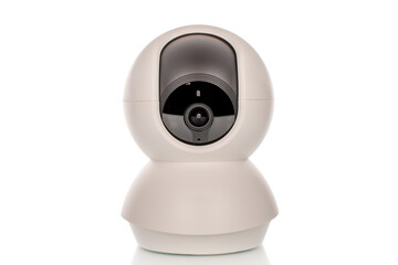 One home camera isolated on white background, macro.