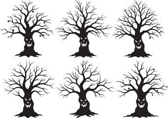 Haunted tree silhouette vector illustration