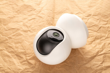 One home camera on kraft paper, close-up.