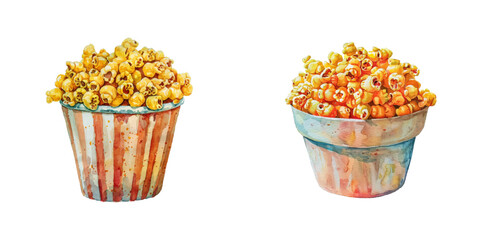pop corn watercolor vector illustration
